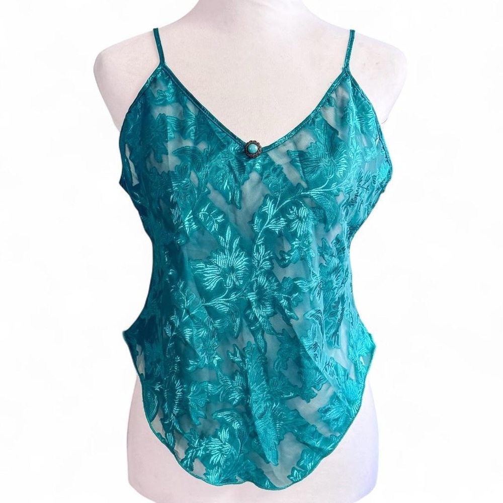 Elegant Teal Floral Lace Women's Top